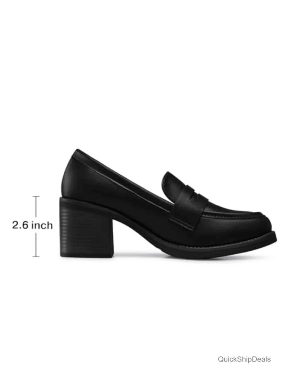 Women's Chunky Block Heel Penny Loafers Faux Leather Slip-On Office Shoes